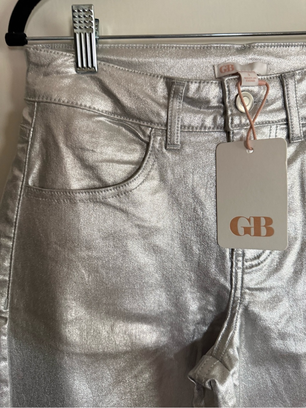 GB NWT Size 1 Metallic Silver High-Rise Women’s Jeans